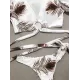 V-Neck Bandage Short Sleeves Printing Bikini Swimsuit V-Neck Bandage Short Sleeves Printing Bikini Swimsuit