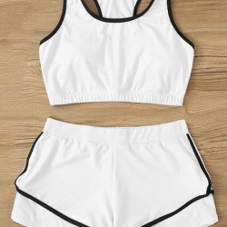 Solid Color Sports Tankini Swimsuit
