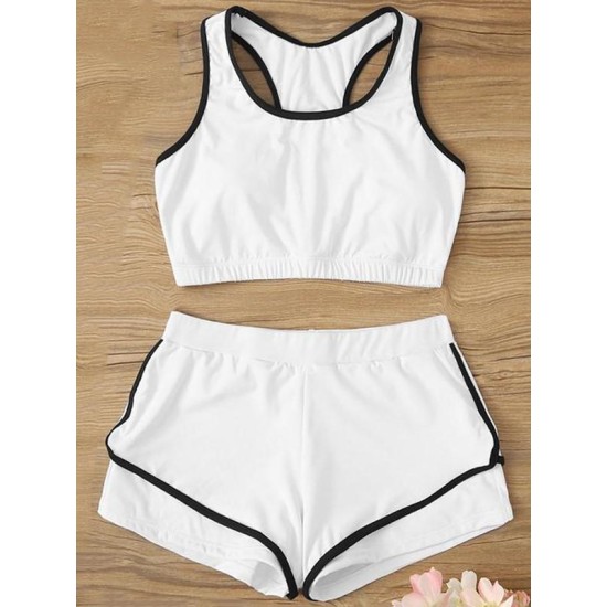 Solid Color Sports Tankini Swimsuit Solid Color Sports Tankini Swimsuit