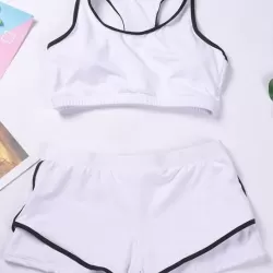 Solid Color Sports Tankini Swimsuit