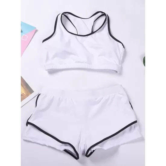 Solid Color Sports Tankini Swimsuit Solid Color Sports Tankini Swimsuit