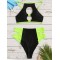 Patchwork Hollow Split Bikini Swimsuit