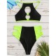 Patchwork Hollow Split Bikini Swimsuit Patchwork Hollow Split Bikini Swimsuit