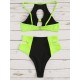 Patchwork Hollow Split Bikini Swimsuit Patchwork Hollow Split Bikini Swimsuit
