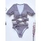 Floral-Print Short Sleeves Split Bikini Swimsuit