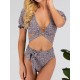 Floral-Print Short Sleeves Split Bikini Swimsuit Floral-Print Short Sleeves Split Bikini Swimsuit