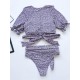 Floral-Print Short Sleeves Split Bikini Swimsuit Floral-Print Short Sleeves Split Bikini Swimsuit