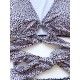 Floral-Print Short Sleeves Split Bikini Swimsuit Floral-Print Short Sleeves Split Bikini Swimsuit