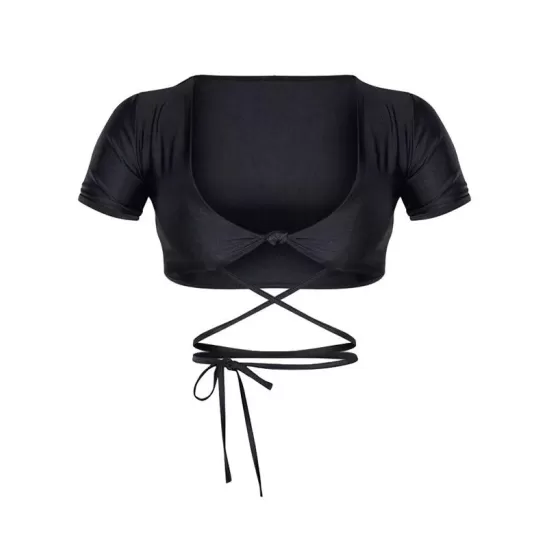 Short Sleeves Bandage Split Bikini Swimsuit Short Sleeves Bandage Split Bikini Swimsuit