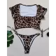 Solid Color Half Sleeve Bandage Split Bikini Swimsuit Solid Color Half Sleeve Bandage Split Bikini Swimsuit