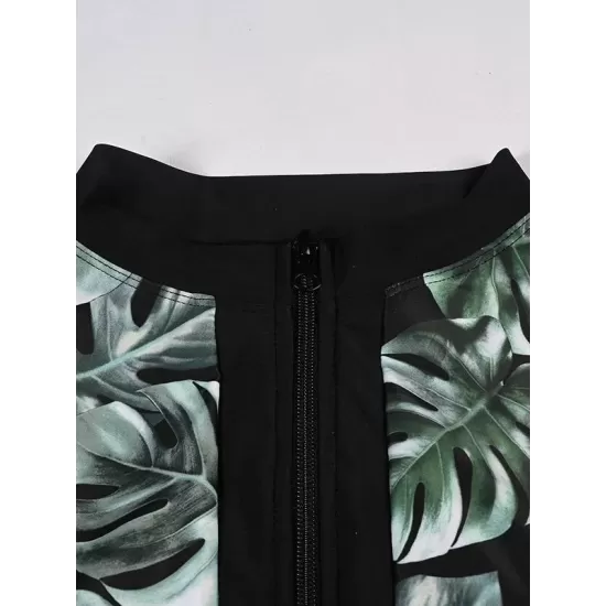 Floral-Print Split-Joint Split Wetsuit Floral-Print Split-Joint Split Wetsuit