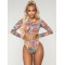 Printed Long Sleeve Tankini Swimsuit