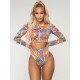 Printed Long Sleeve Tankini Swimsuit Printed Long Sleeve Tankini Swimsuit