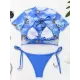 Printed Triangles+T-Shirt Three-Piece Set Tankini Swimsuit Printed Triangles+T-Shirt Three-Piece Set Tankini Swimsuit