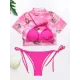 Printed Triangles+T-Shirt Three-Piece Set Tankini Swimsuit Printed Triangles+T-Shirt Three-Piece Set Tankini Swimsuit