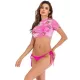 Printed Triangles+T-Shirt Three-Piece Set Tankini Swimsuit Printed Triangles+T-Shirt Three-Piece Set Tankini Swimsuit