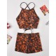 Leopard Print Bandage Backless Split Bikini Swimsuit Leopard Print Bandage Backless Split Bikini Swimsuit