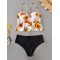 Floral-Print Underwired Falbala Split Bikini Swimsuit
