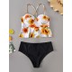 Floral-Print Underwired Falbala Split Bikini Swimsuit Floral-Print Underwired Falbala Split Bikini Swimsuit