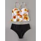 Floral-Print Underwired Falbala Split Bikini Swimsuit Floral-Print Underwired Falbala Split Bikini Swimsuit