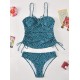 Polka-Dot Bandage Gathered Split Tankinis Swimsuit Polka-Dot Bandage Gathered Split Tankinis Swimsuit