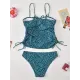 Polka-Dot Bandage Gathered Split Tankinis Swimsuit Polka-Dot Bandage Gathered Split Tankinis Swimsuit
