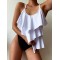 Tiered Falbala Long Section Split Bikini Swimsuit