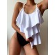 Tiered Falbala Long Section Split Bikini Swimsuit Tiered Falbala Long Section Split Bikini Swimsuit