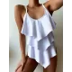 Tiered Falbala Long Section Split Bikini Swimsuit Tiered Falbala Long Section Split Bikini Swimsuit
