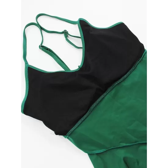 Tiered Falbala Long Section Split Bikini Swimsuit Tiered Falbala Long Section Split Bikini Swimsuit