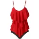 Tiered Falbala Long Section Split Bikini Swimsuit Tiered Falbala Long Section Split Bikini Swimsuit