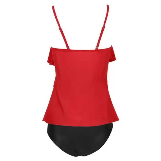 Tiered Falbala Long Section Split Bikini Swimsuit Tiered Falbala Long Section Split Bikini Swimsuit