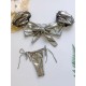 Shiny Puff Sleeves Knotted Split Tankini Swimsuit Shiny Puff Sleeves Knotted Split Tankini Swimsuit