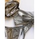 Shiny Puff Sleeves Knotted Split Tankini Swimsuit Shiny Puff Sleeves Knotted Split Tankini Swimsuit