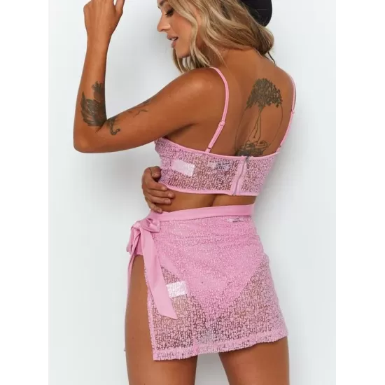 See-Through Split-Joint Underwired Short Skirt Split Tankini Swimsuit See-Through Split-Joint Underwired Short Skirt Split Tankini Swimsuit