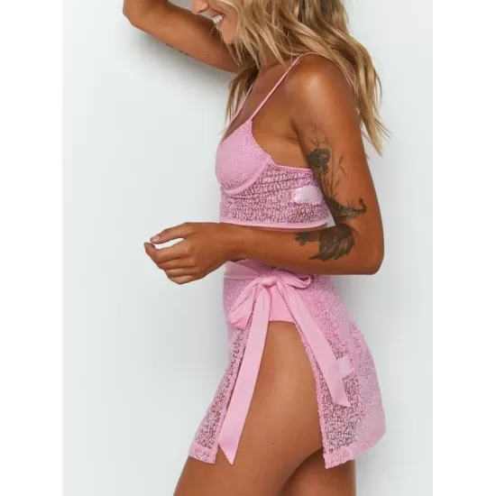 See-Through Split-Joint Underwired Short Skirt Split Tankini Swimsuit See-Through Split-Joint Underwired Short Skirt Split Tankini Swimsuit