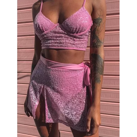 See-Through Split-Joint Underwired Short Skirt Split Tankini Swimsuit See-Through Split-Joint Underwired Short Skirt Split Tankini Swimsuit