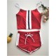 Sports Style Split-Joint Zipper Split Tankini Swimsuit Sports Style Split-Joint Zipper Split Tankini Swimsuit
