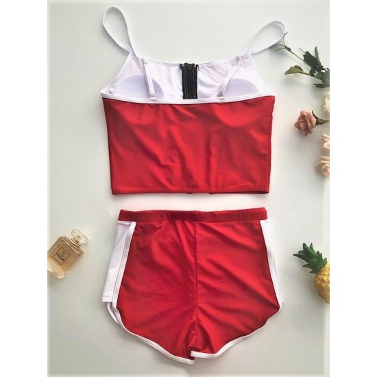 Sports Style Split-Joint Zipper Split Tankini Swimsuit Sports Style Split-Joint Zipper Split Tankini Swimsuit