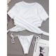 Stylish Bandage Split-Joint Short Sleeve Split Tankini Swimsuit Stylish Bandage Split-Joint Short Sleeve Split Tankini Swimsuit