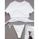 Stylish Bandage Split-Joint Short Sleeve Split Tankini Swimsuit Stylish Bandage Split-Joint Short Sleeve Split Tankini Swimsuit