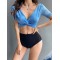 Korean Sexy V-Neck Half Sleeve Split Tankini Swimsuit
