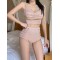 Ins Concise Pleated Split-Joint Split Bikini Swimsuit
