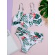 Floral-Print Falbala Folds Split Tankini Swimsuit Floral-Print Falbala Folds Split Tankini Swimsuit