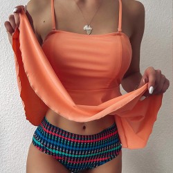 Conservative Falbala Bandeau +Colorful Bikini Pants