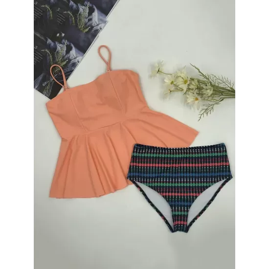 Conservative Falbala Bandeau +Colorful Bikini Pants Conservative Falbala Bandeau +Colorful Bikini Pants