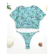 Floral-Print Short Sleeve Split Handsome Wetsuit Floral-Print Short Sleeve Split Handsome Wetsuit
