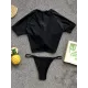 Solid Color Short Sleevetop Split Tankini Swimsuit Solid Color Short Sleevetop Split Tankini Swimsuit