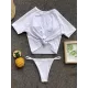 Solid Color Short Sleevetop Split Tankini Swimsuit Solid Color Short Sleevetop Split Tankini Swimsuit