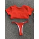 Solid Color Striped Short Sleeve Button Split Tankini Swimsuit Solid Color Striped Short Sleeve Button Split Tankini Swimsuit
